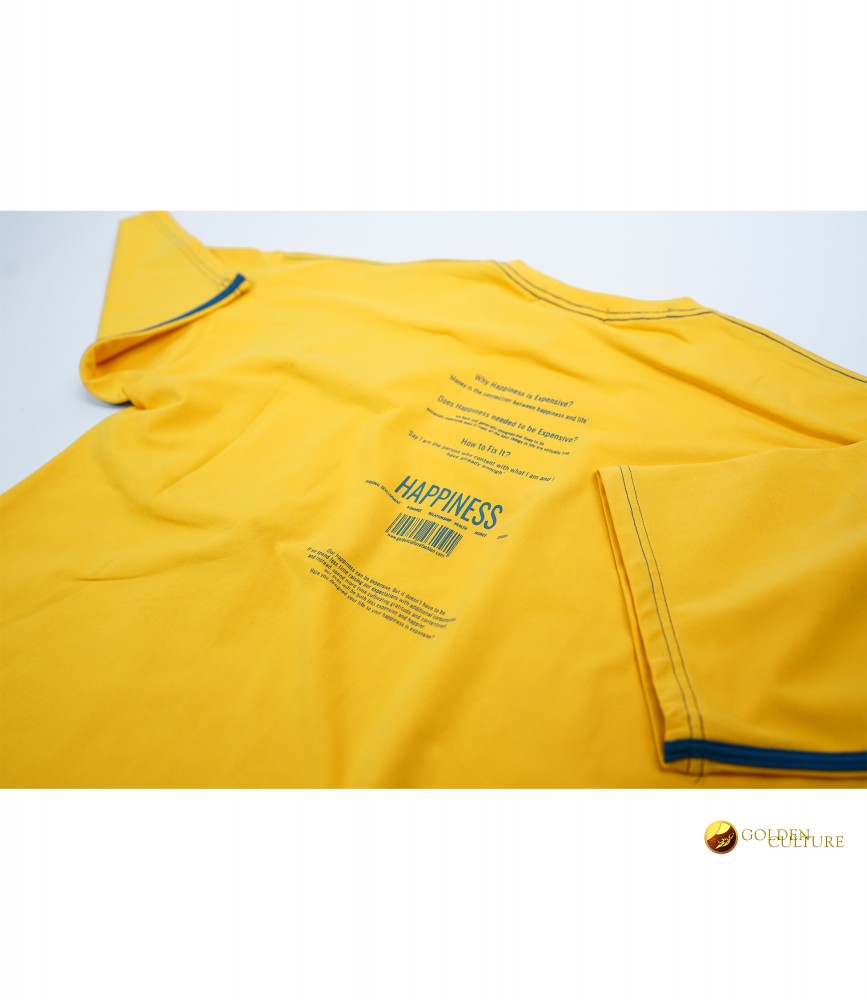 HAPPINESS IS EXPENSIVE Pockets Oversized T-Shirt (Yellow)